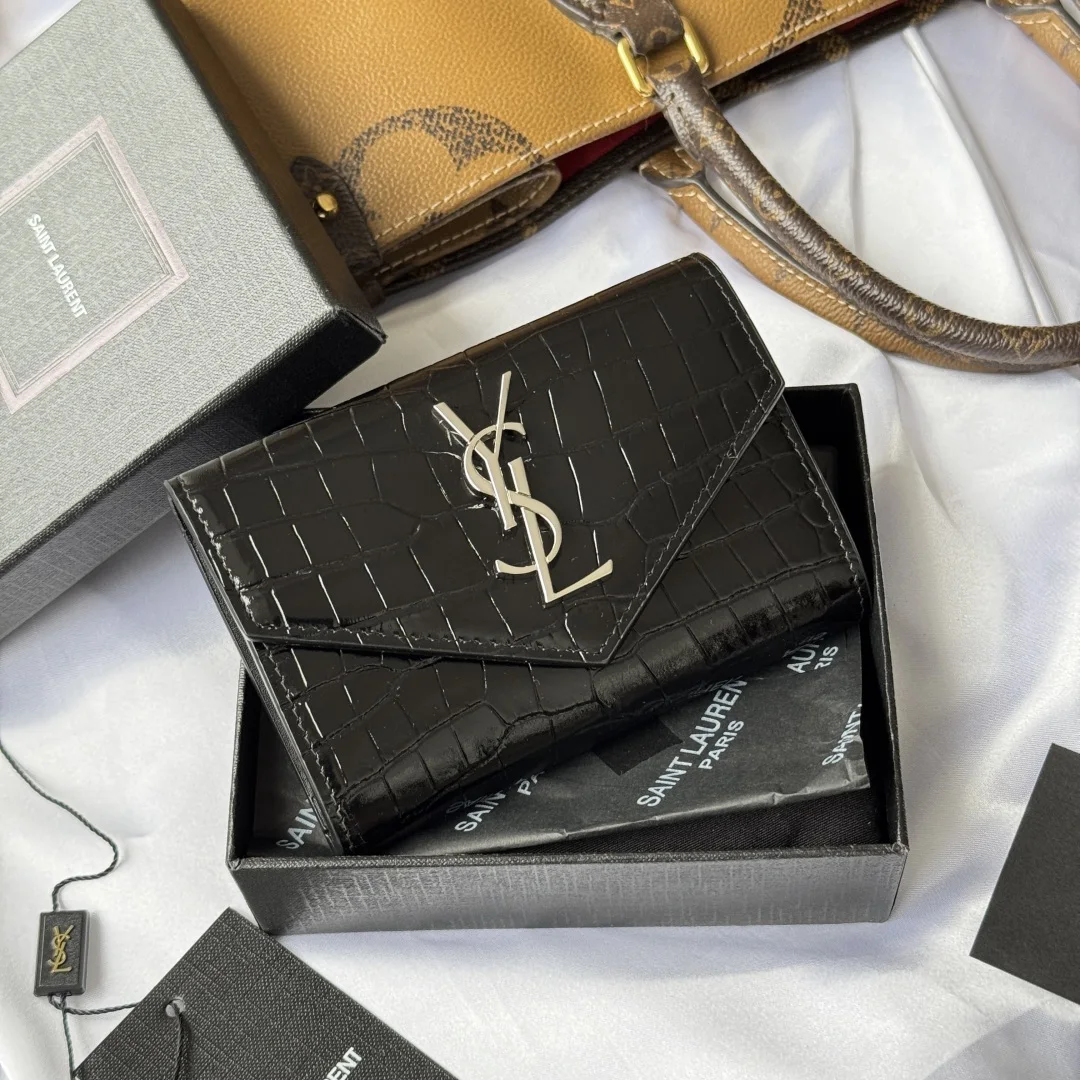 SAINT LAURENT 414404 Two-Fold Short Wallet Card Holder Coin Purse - Detail view 6