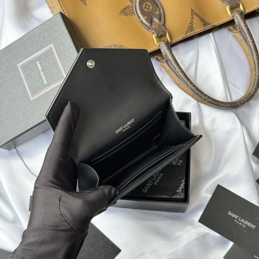 SAINT LAURENT 414404 Two-Fold Short Wallet Card Holder Coin Purse - Detail view 8