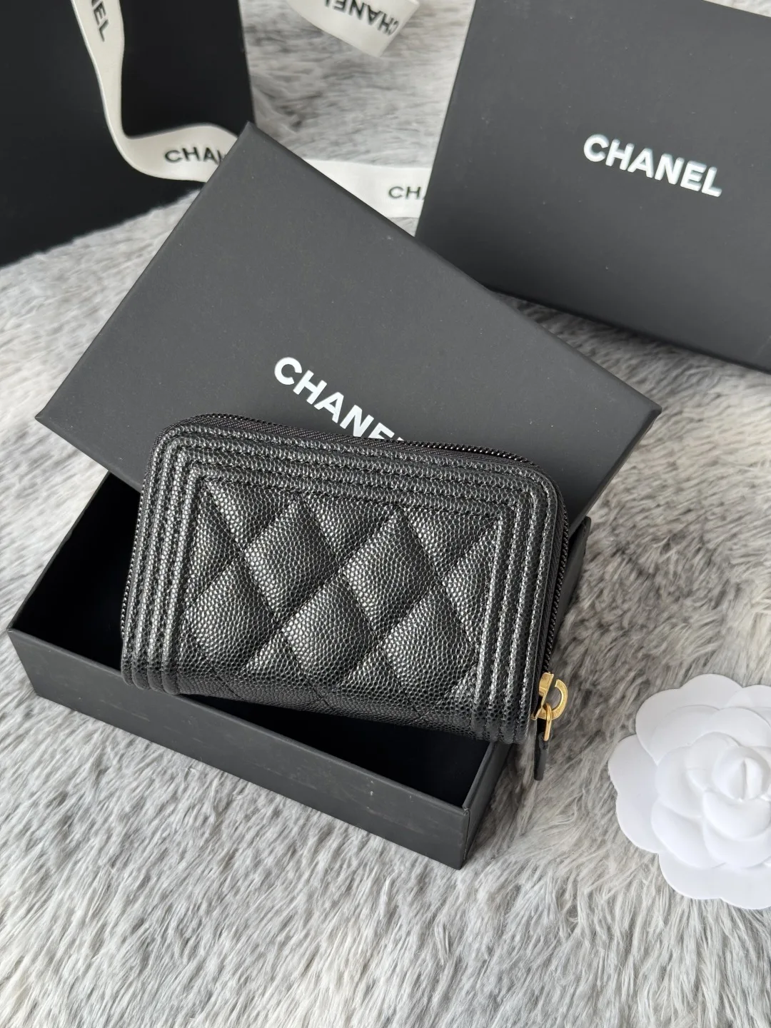 Chanel A80602 BOY Diamond Quilted Coin Purse - Detail view 3
