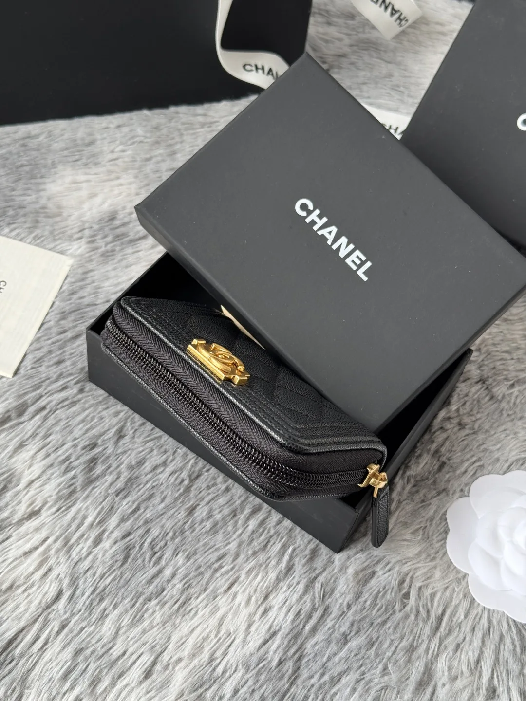 Chanel A80602 BOY Diamond Quilted Coin Purse - Detail view 4