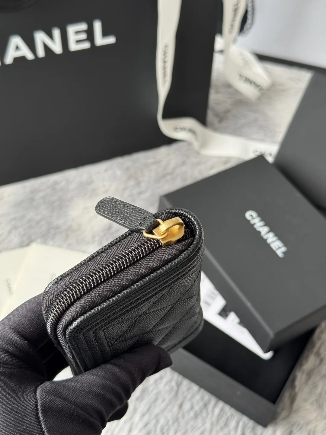 Chanel A80602 BOY Diamond Quilted Coin Purse - Detail view 7