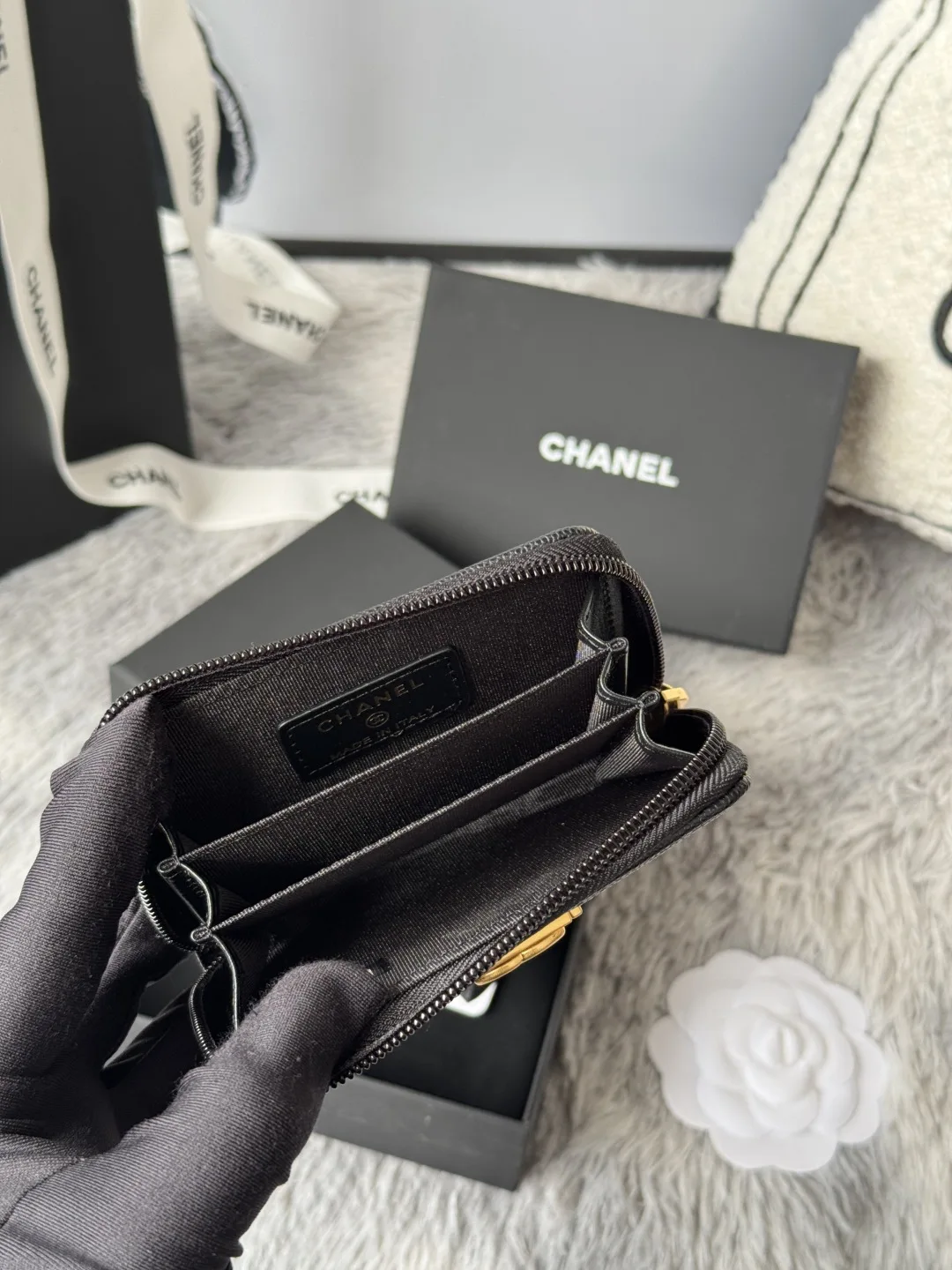 Chanel A80602 BOY Diamond Quilted Coin Purse - Detail view 8