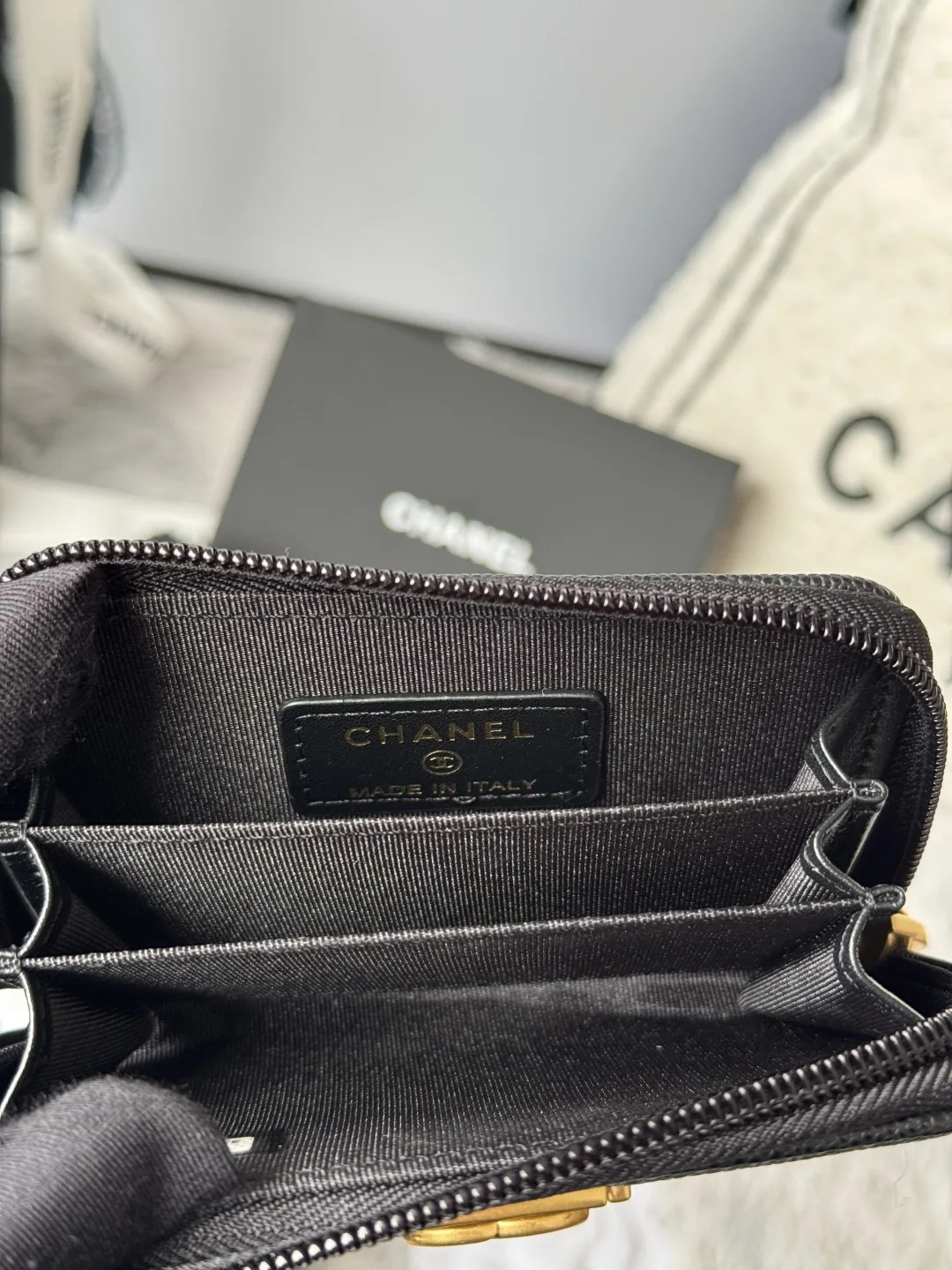 Chanel A80602 BOY Diamond Quilted Coin Purse - Detail view 9