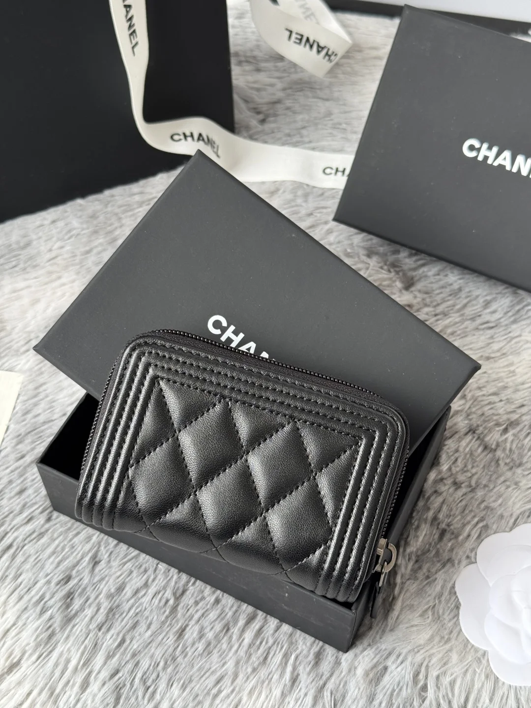 Chanel A80602 BOY Diamond Quilted Coin Purse - Detail view 3