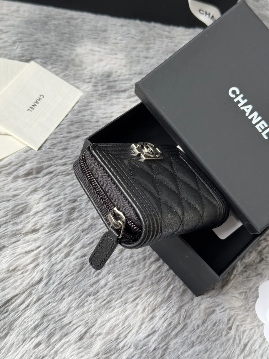 Chanel A80602 BOY Diamond Quilted Coin Purse - Detail view 5