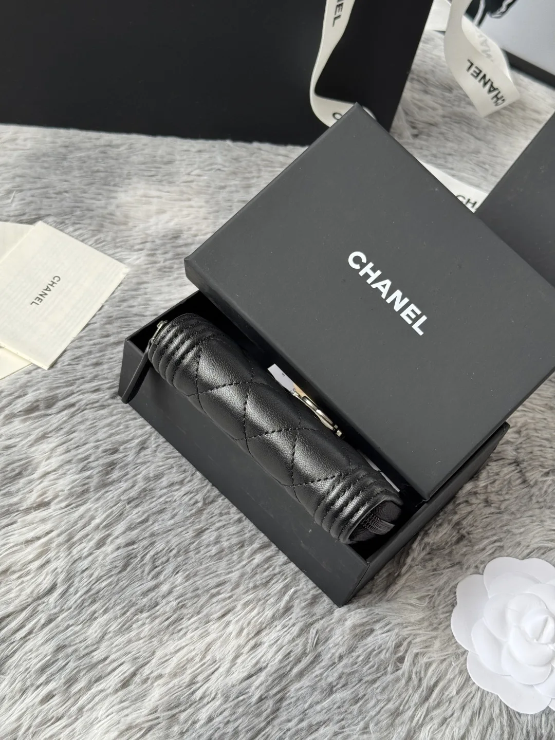 Chanel A80602 BOY Diamond Quilted Coin Purse - Detail view 6