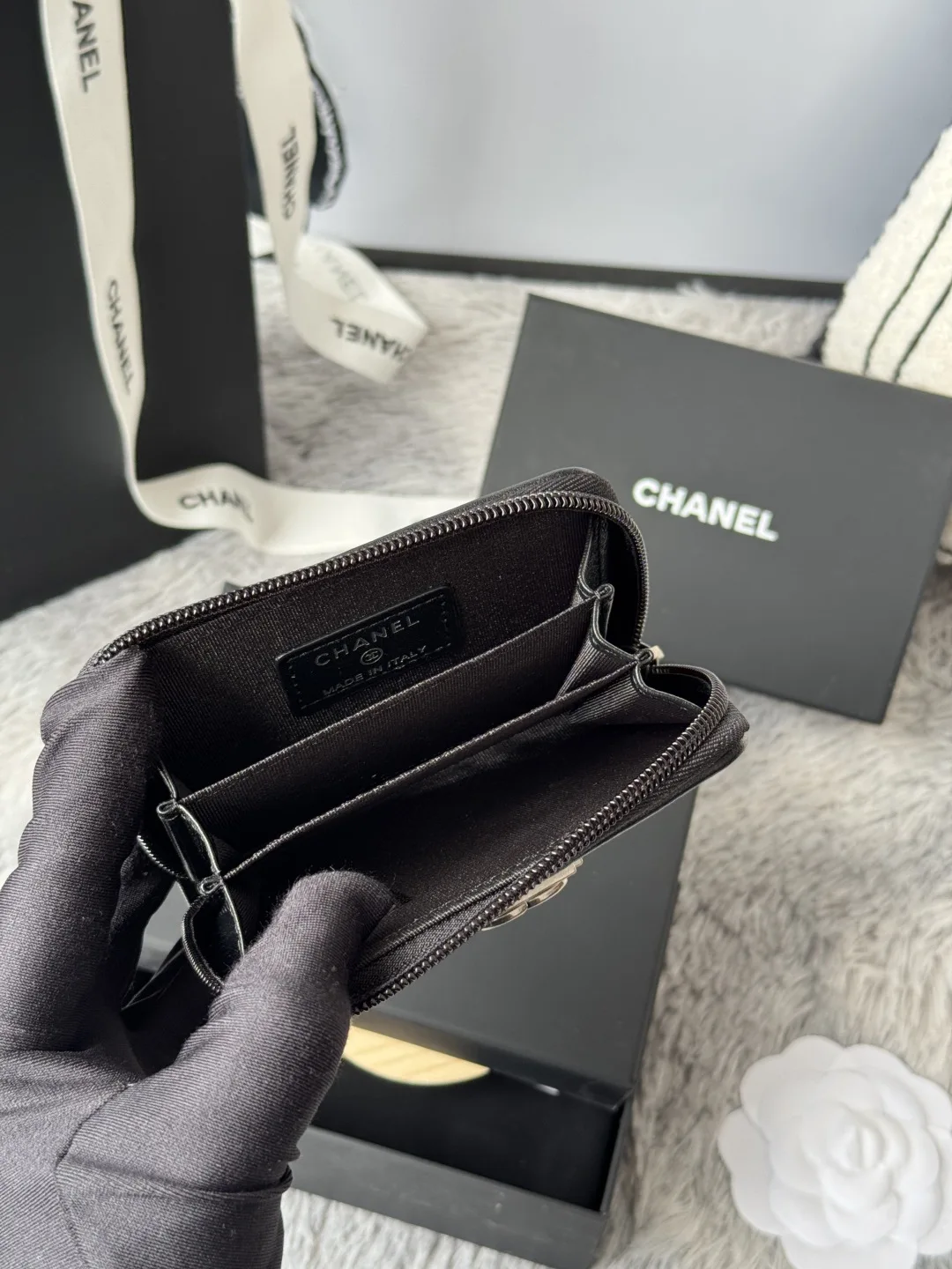 Chanel A80602 BOY Diamond Quilted Coin Purse - Detail view 8