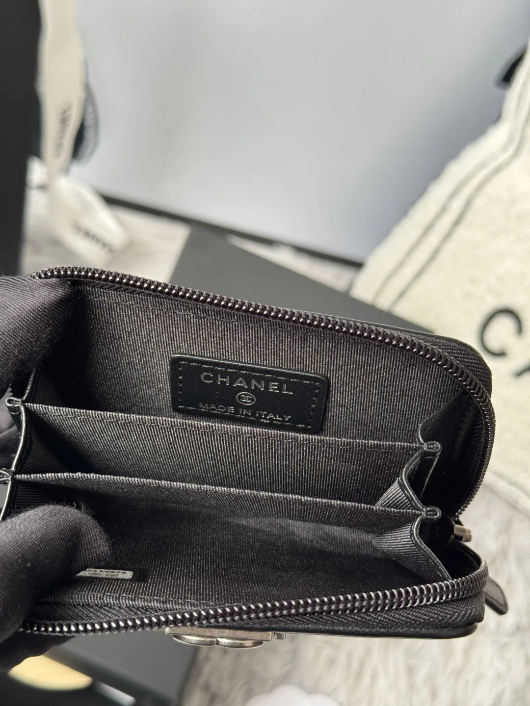 Chanel A80602 BOY Diamond Quilted Coin Purse - Detail view 9
