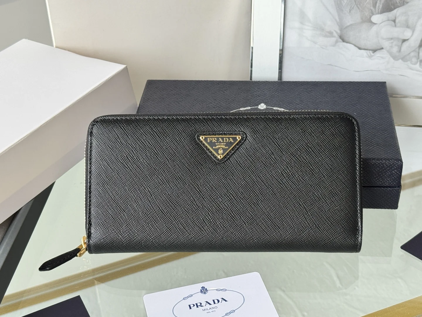 Prada 1ML506 Saffiano Leather Zip-Around Wallet - Detail view 2