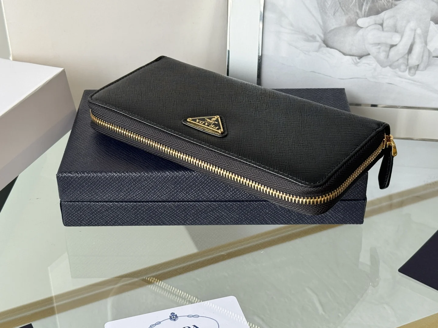 Prada 1ML506 Saffiano Leather Zip-Around Wallet - Detail view 4