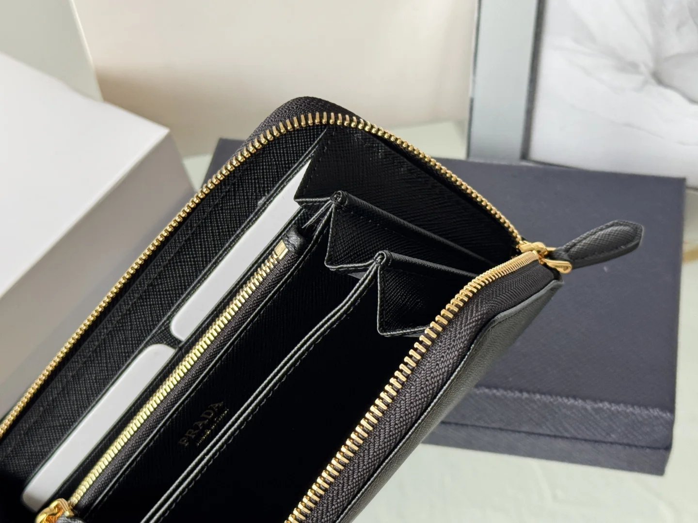Prada 1ML506 Saffiano Leather Zip-Around Wallet - Detail view 10