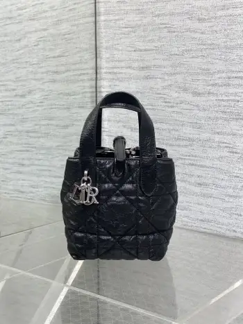 黑银油蜡皮Toujours竖版系列迷你 女士手提包
