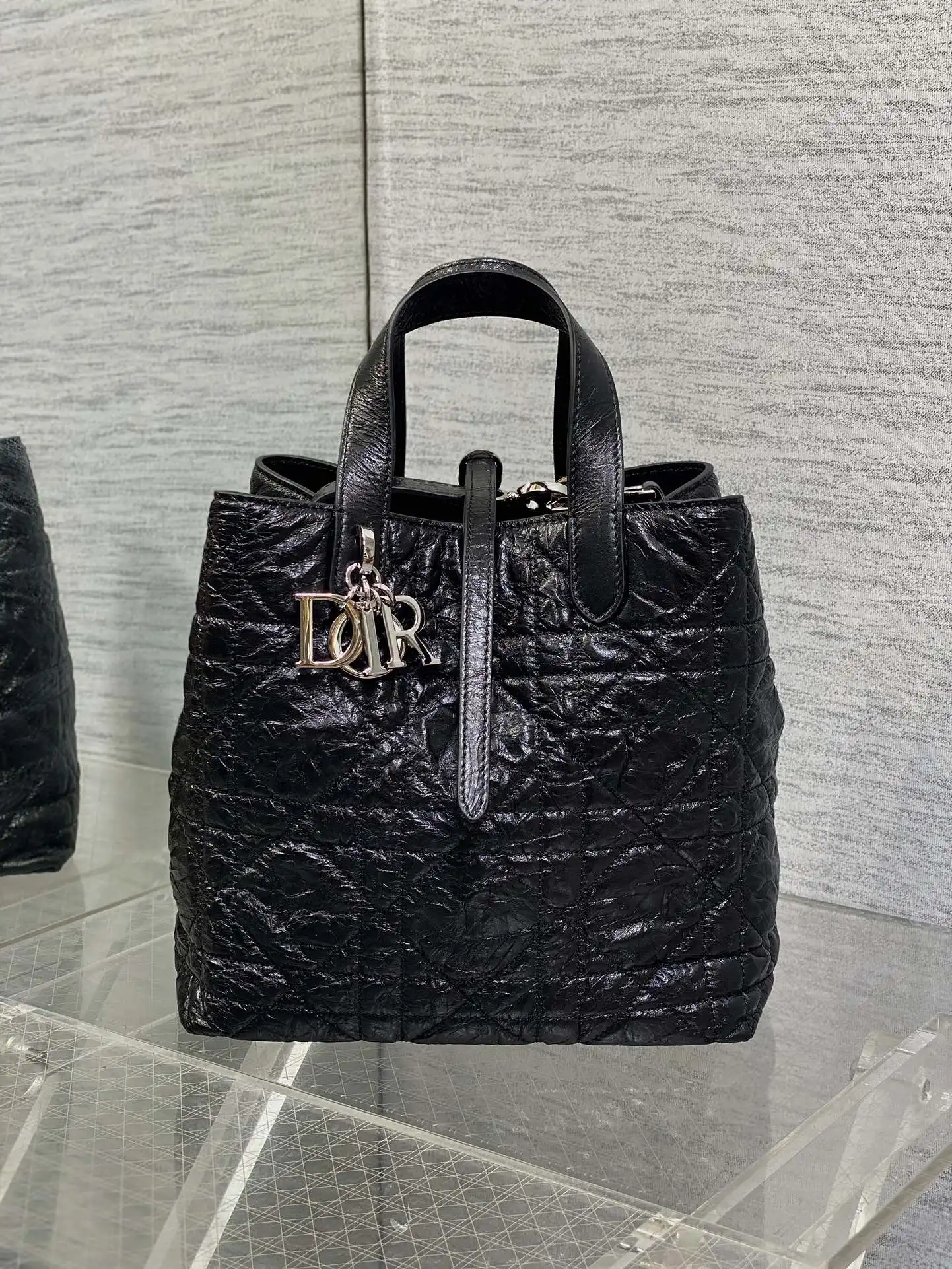 迪奥油蜡皮Toujours竖版系列 中号 女士手提包 - 细节图 1