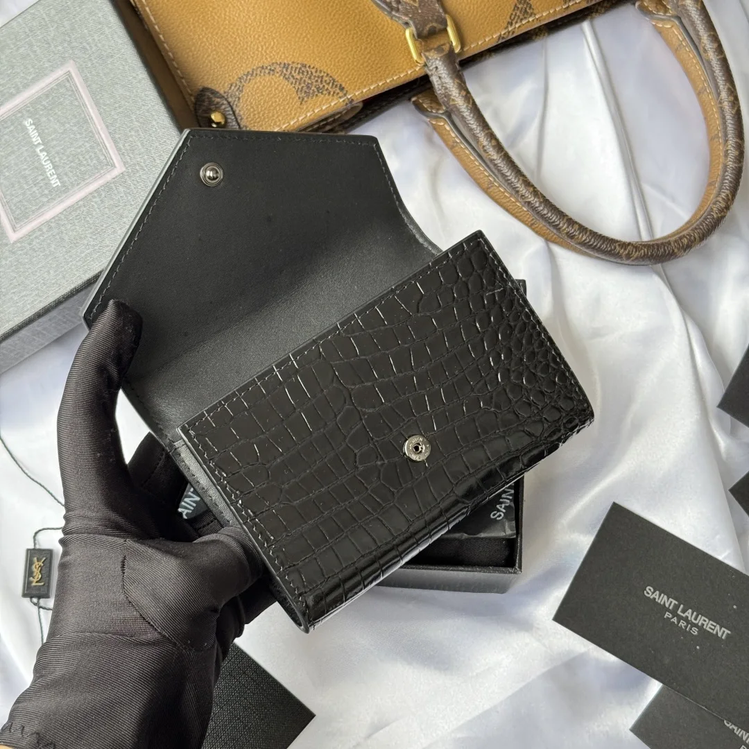SAINT LAURENT 414404 Two-Fold Short Wallet Card Holder Coin Purse - Detail view 6