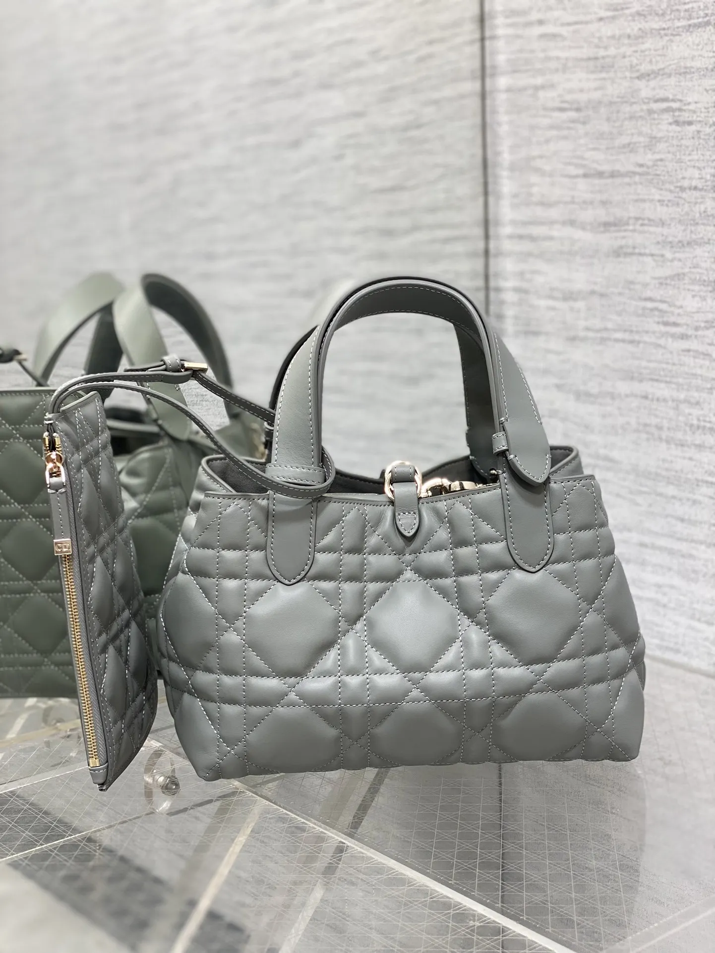 Dior Gray Toujours Small Handbag - Detail view 3