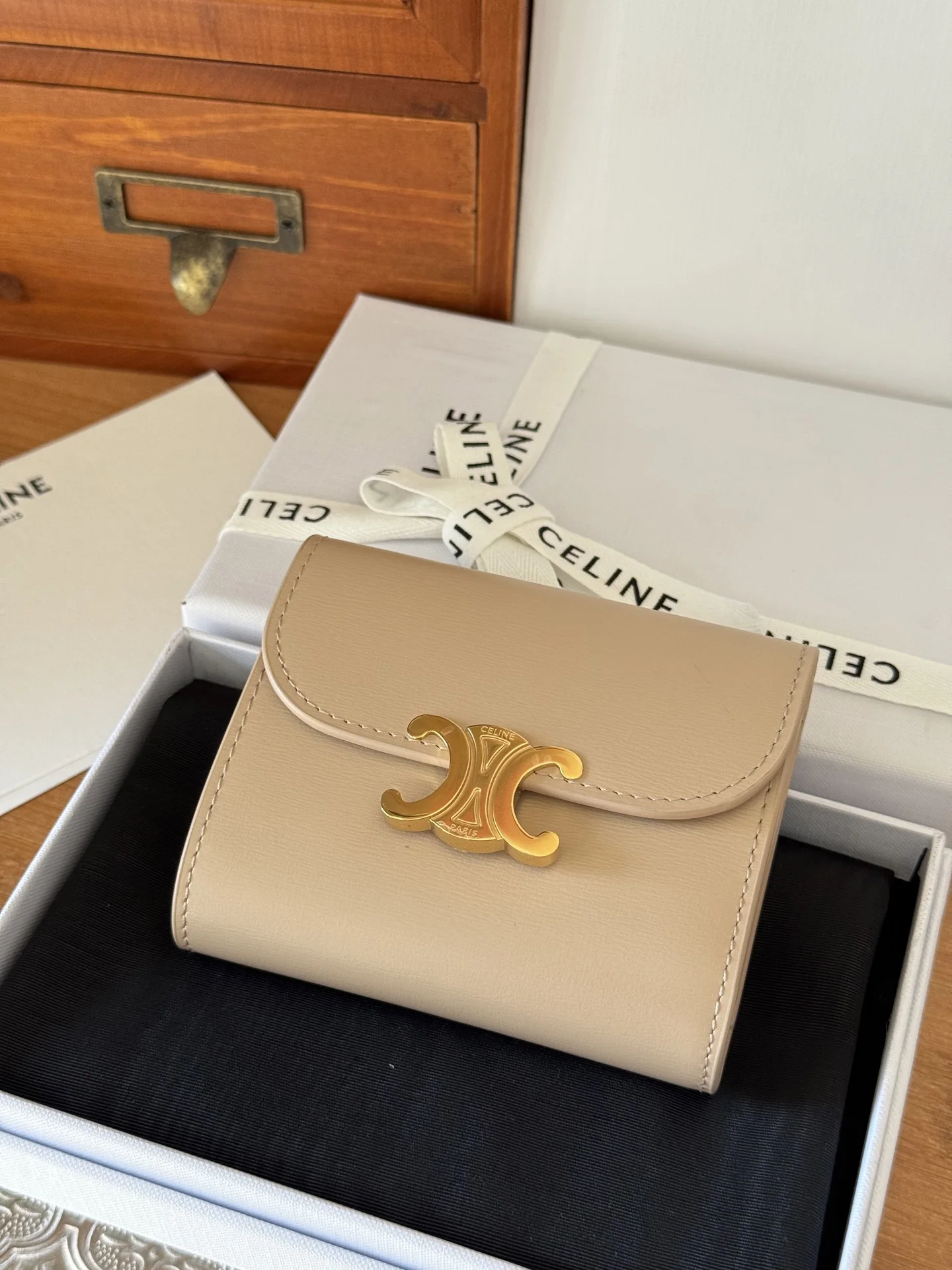 Celine TRIOMPHE Small Leather Flap Bag Wallet