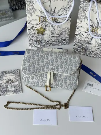S5907CTZQ_M928 Denim Dior Oblique Jacquard Saddle Chain Bag