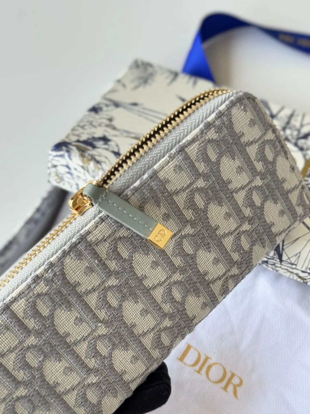 Dior S2189 Jacquard Fabric Long Zipper Wallet - Detail view 6