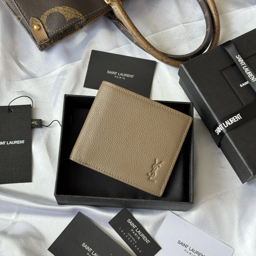 SAINT LAURENT 607727 2025 Fall Winter New Monogram Bifold Wallet Card Holder - Detail view 1