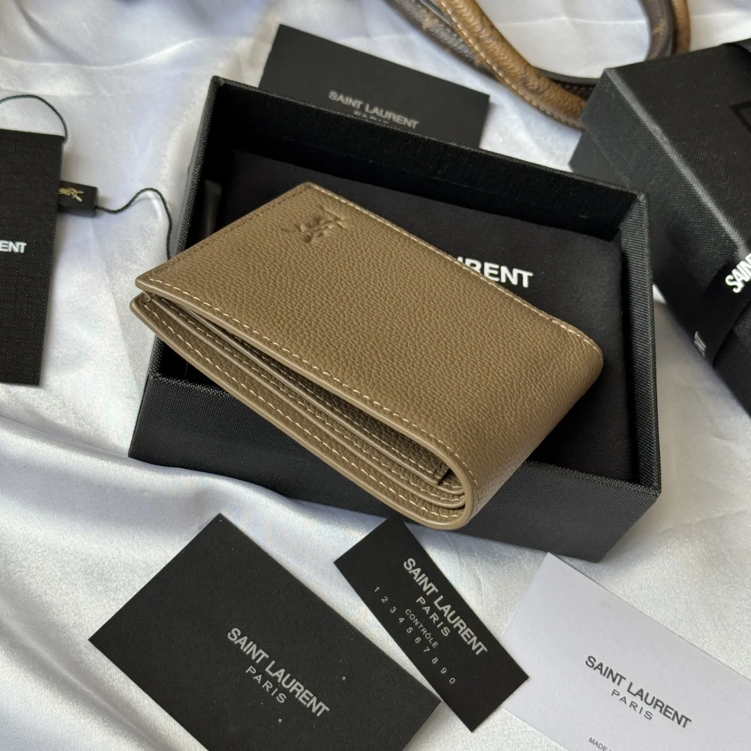 SAINT LAURENT 607727 2025 Fall Winter New Monogram Bifold Wallet Card Holder - Detail view 3