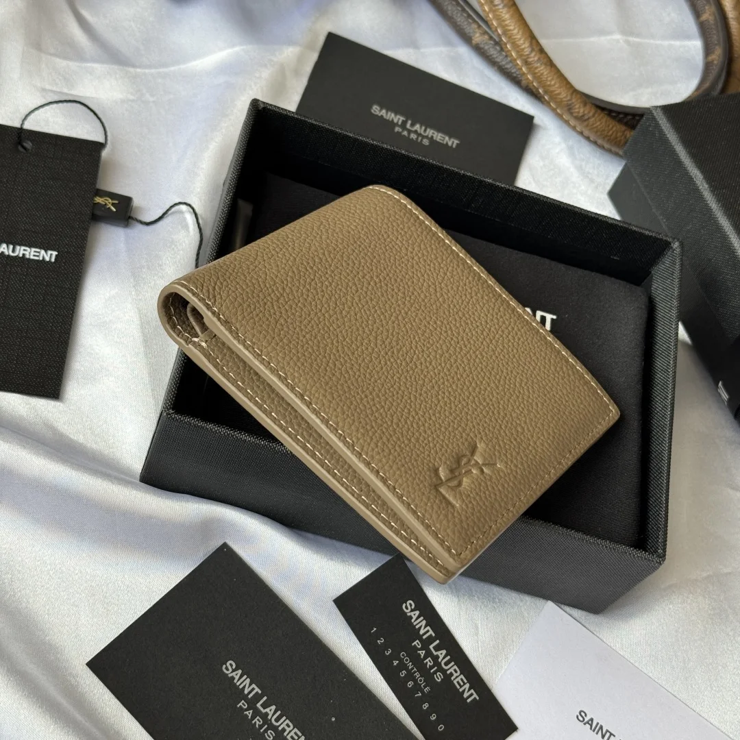 SAINT LAURENT 607727 2025 Fall Winter New Monogram Bifold Wallet Card Holder - Detail view 4