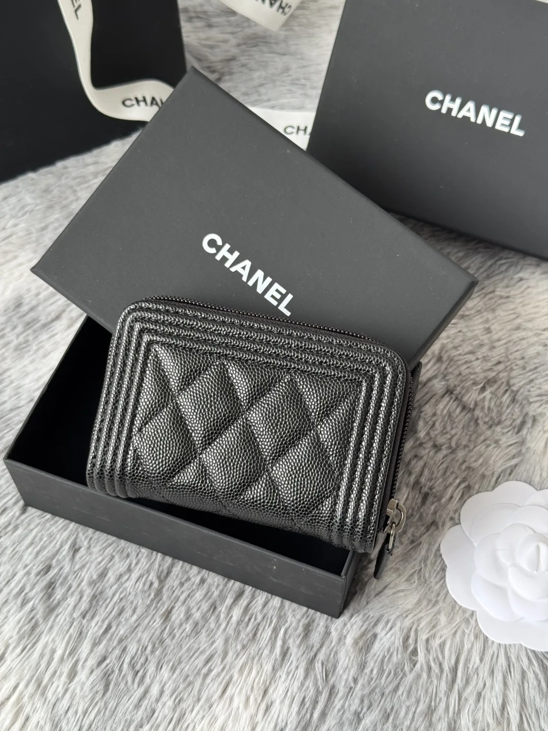 Chanel A80602 BOY Diamond Quilted Coin Purse - Detail view 3