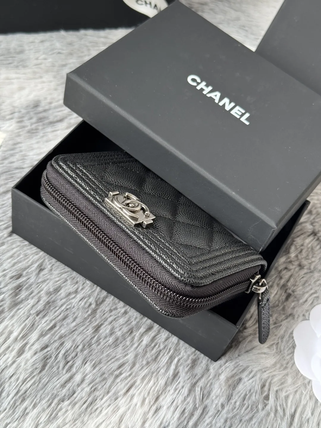 Chanel A80602 BOY Diamond Quilted Coin Purse - Detail view 4