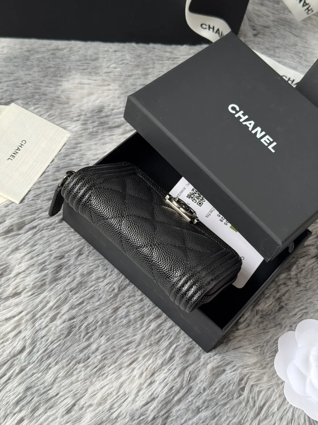 Chanel A80602 BOY Diamond Quilted Coin Purse - Detail view 6