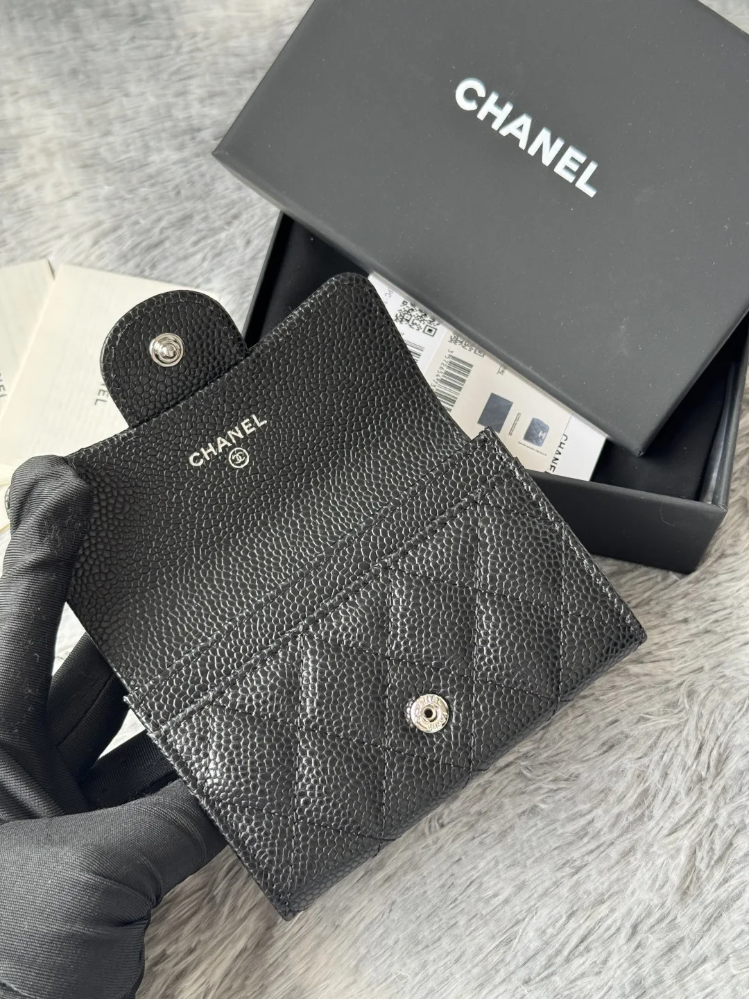 Chanel AP80799 Sheepskin Caviar Small Ball Pattern CF Card Holder - Detail view 6