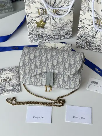 S5907CTZQ_M928 Denim Dior Oblique Jacquard Saddle Chain Bag