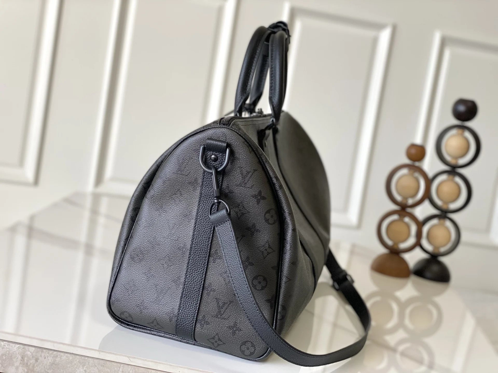 Louis Vuitton M28403 Black Gray Keepall Bandouliere 45 Travel Bag - Detail view 2