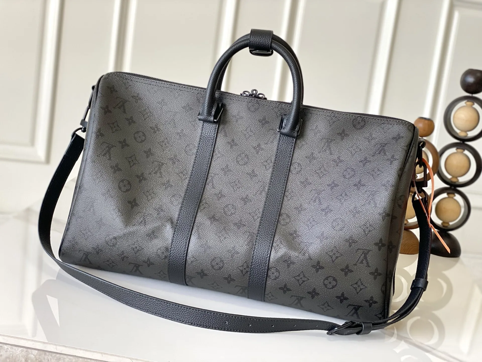 Louis Vuitton M28403 Black Gray Keepall Bandouliere 45 Travel Bag - Detail view 3
