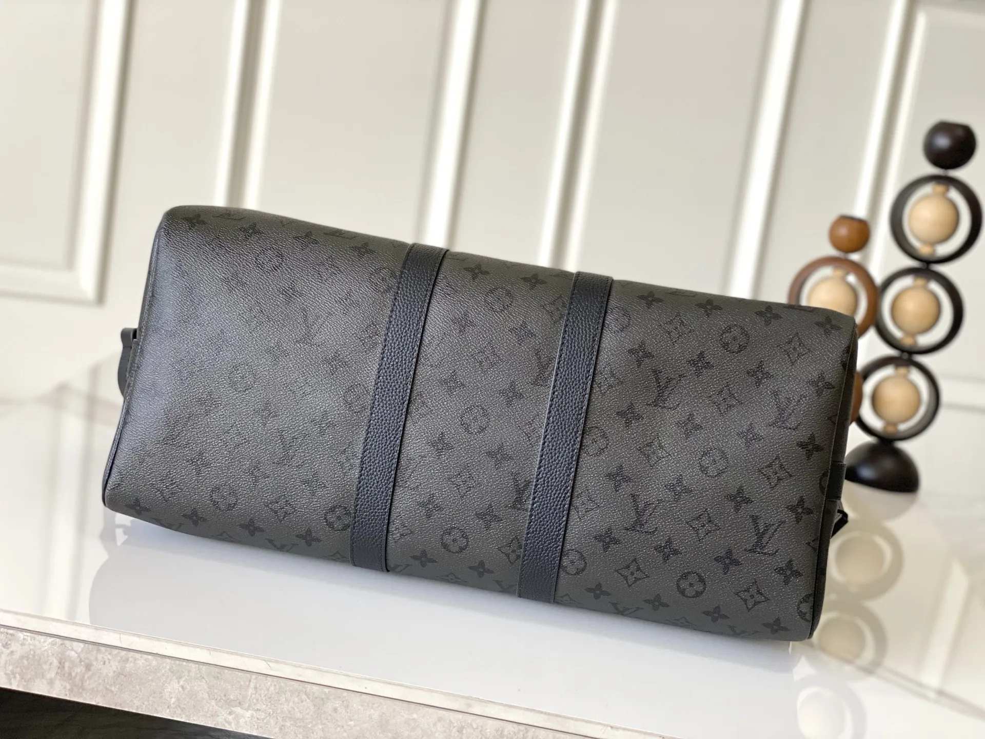 Louis Vuitton M28403 Black Gray Keepall Bandouliere 45 Travel Bag - Detail view 4