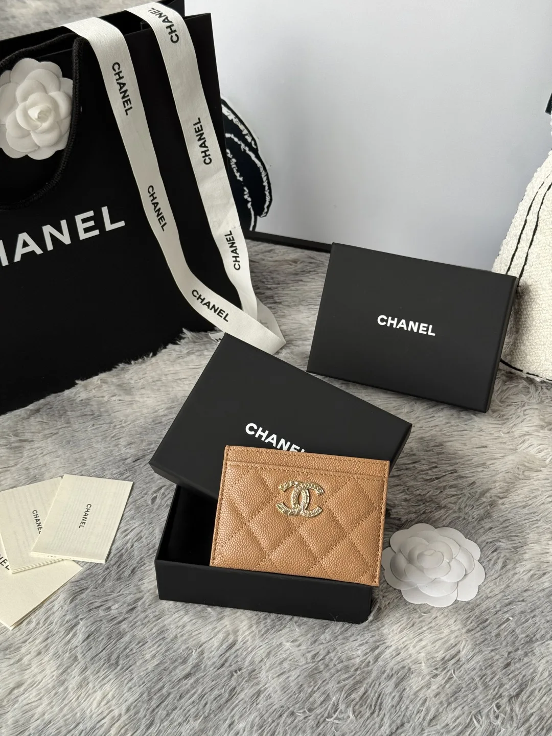 Chanel AP3048 22k embossed logo large double C card holder