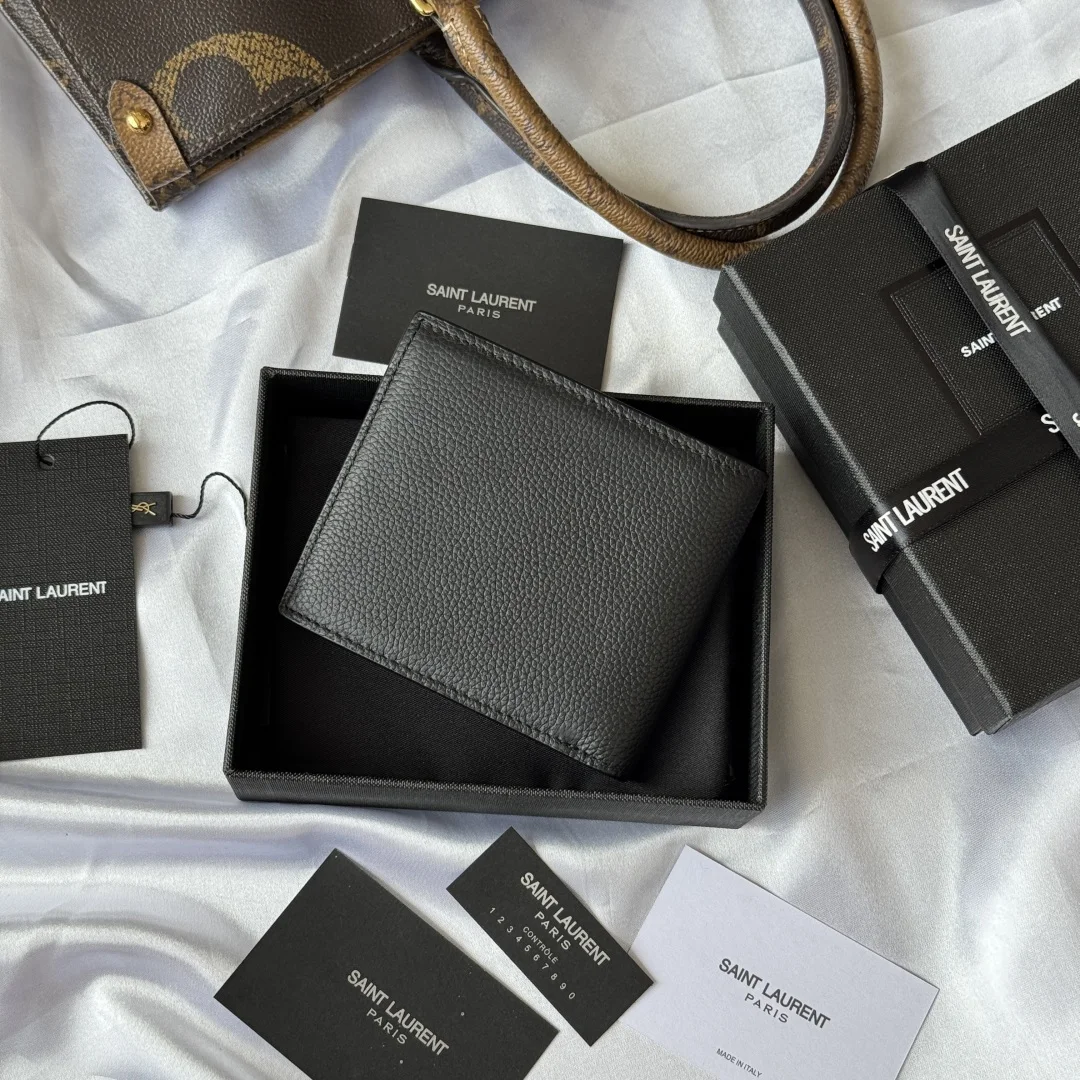 圣罗兰607727 2025秋冬新品 MONOGRAM对折包 卡包 - 细节图 2