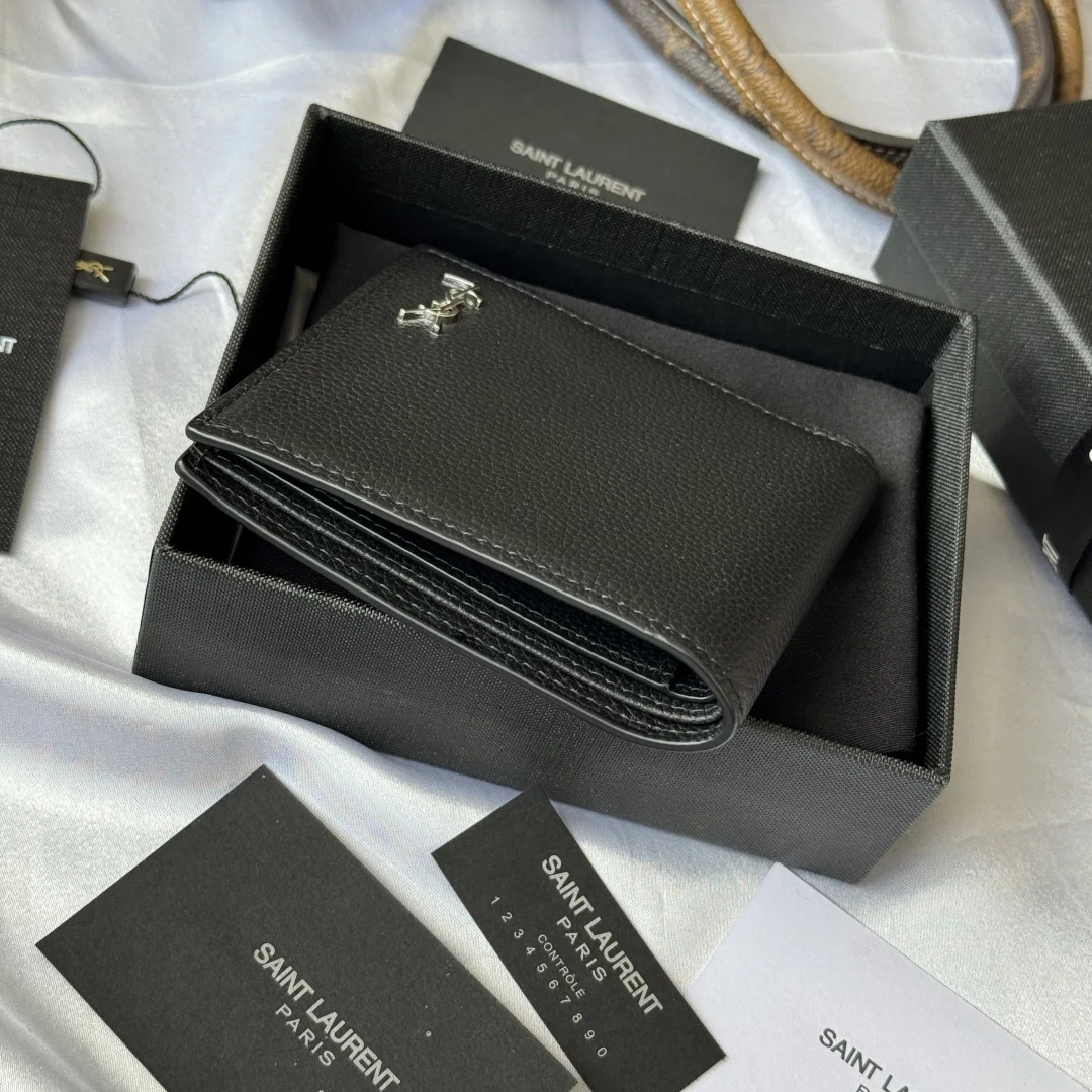 圣罗兰607727 2025秋冬新品 MONOGRAM对折包 卡包 - 细节图 3