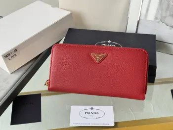 1ML506 Cross Grain Cowhide Zipper Wallet