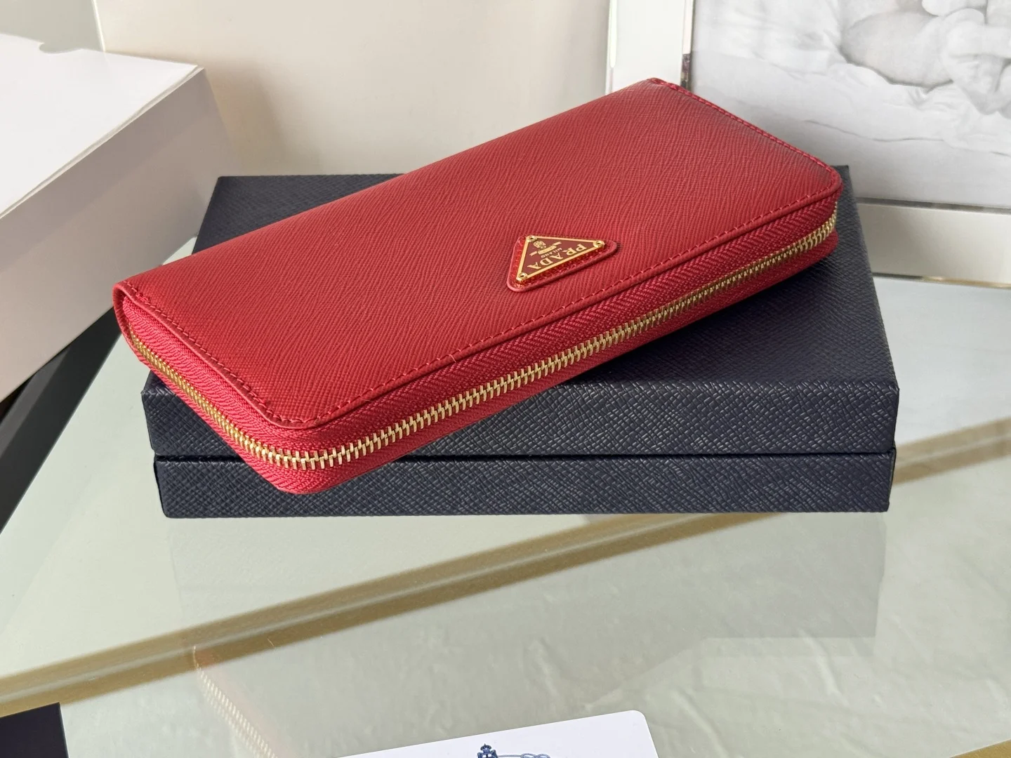 Prada 1ML506 Cross Grain Cowhide Zipper Wallet - Detail view 4