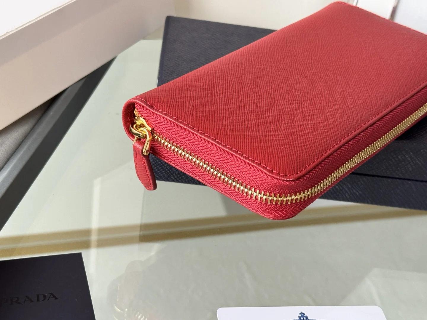 Prada 1ML506 Cross Grain Cowhide Zipper Wallet - Detail view 7