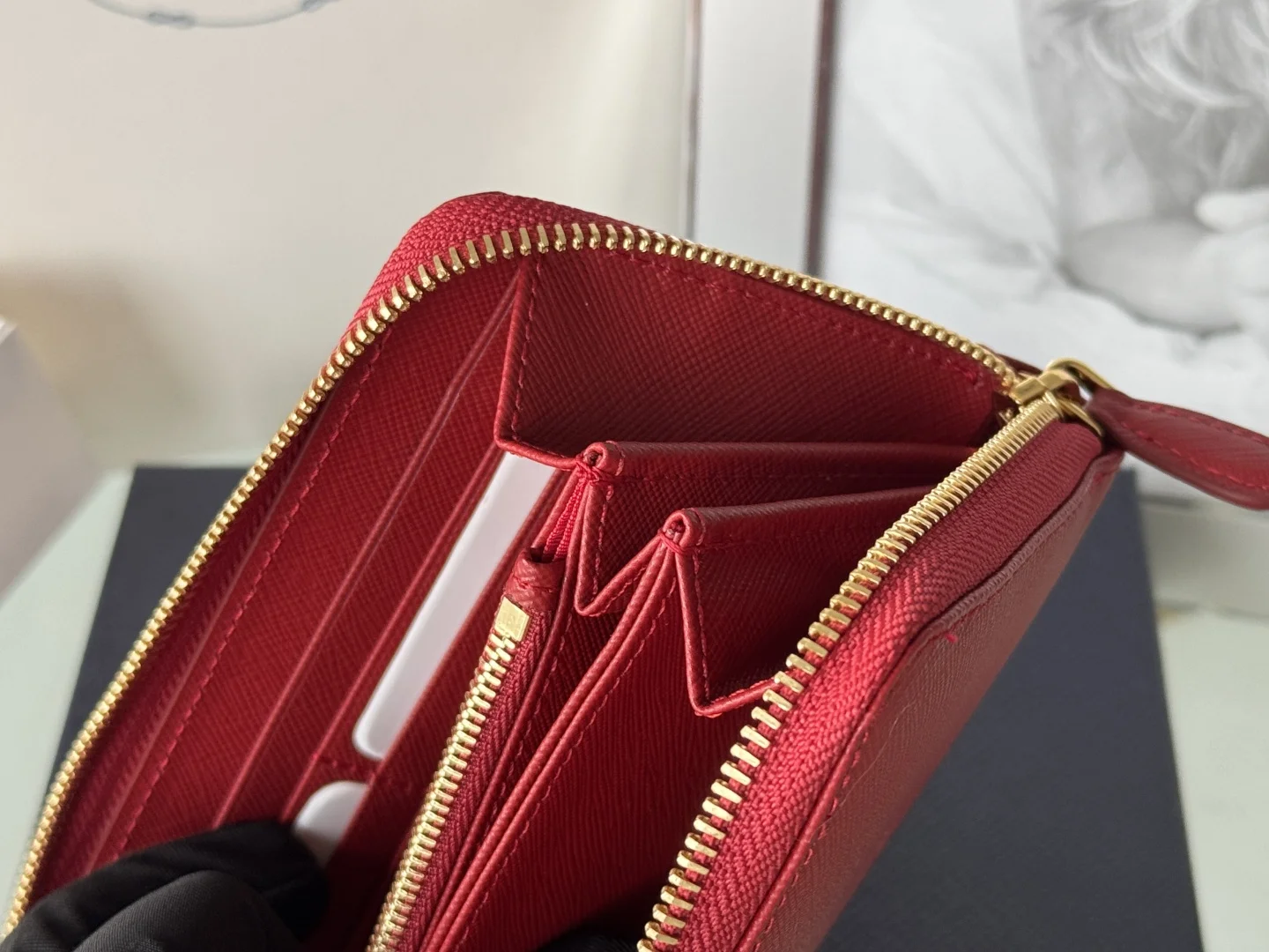 Prada 1ML506 Cross Grain Cowhide Zipper Wallet - Detail view 11