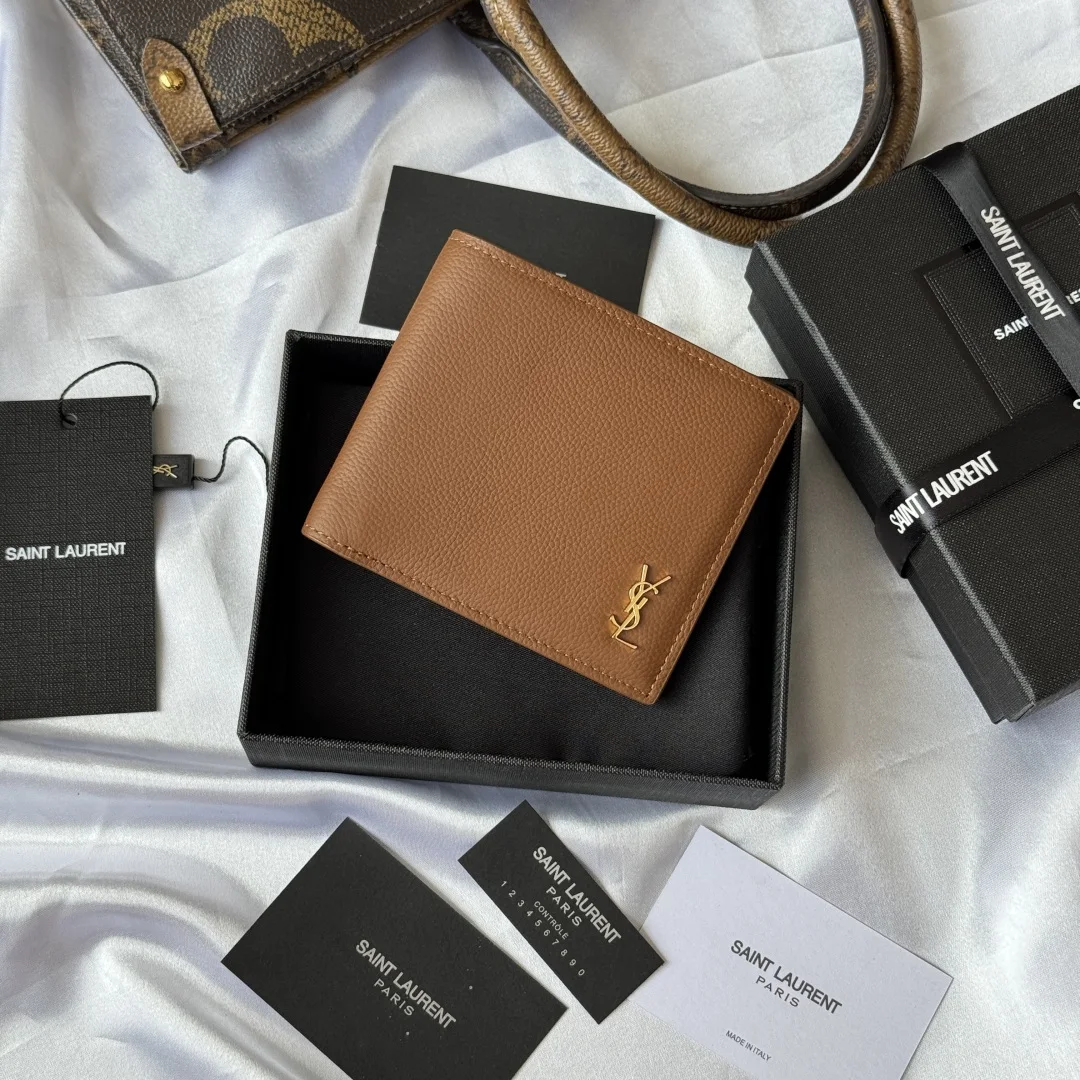 SAINT LAURENT 607727 2025 Fall Winter New Monogram Bifold Wallet Card Holder - Detail view 1
