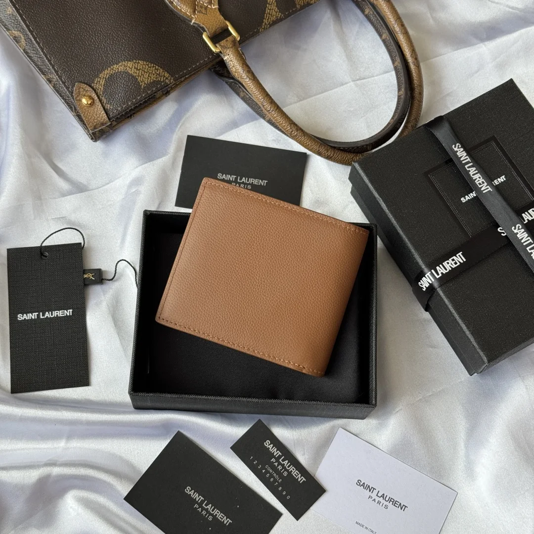 SAINT LAURENT 607727 2025 Fall Winter New Monogram Bifold Wallet Card Holder - Detail view 2