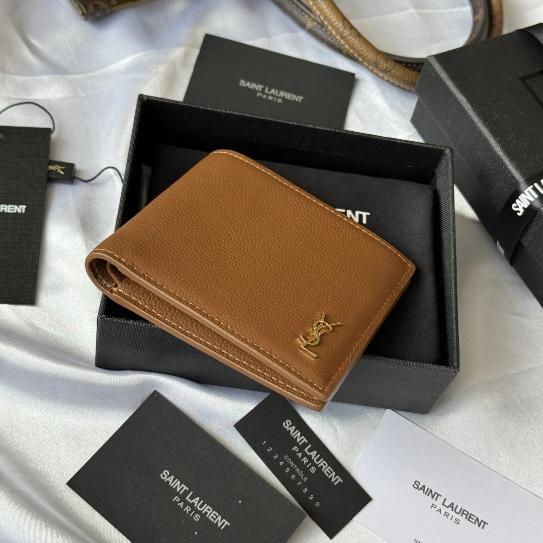SAINT LAURENT 607727 2025 Fall Winter New Monogram Bifold Wallet Card Holder - Detail view 4