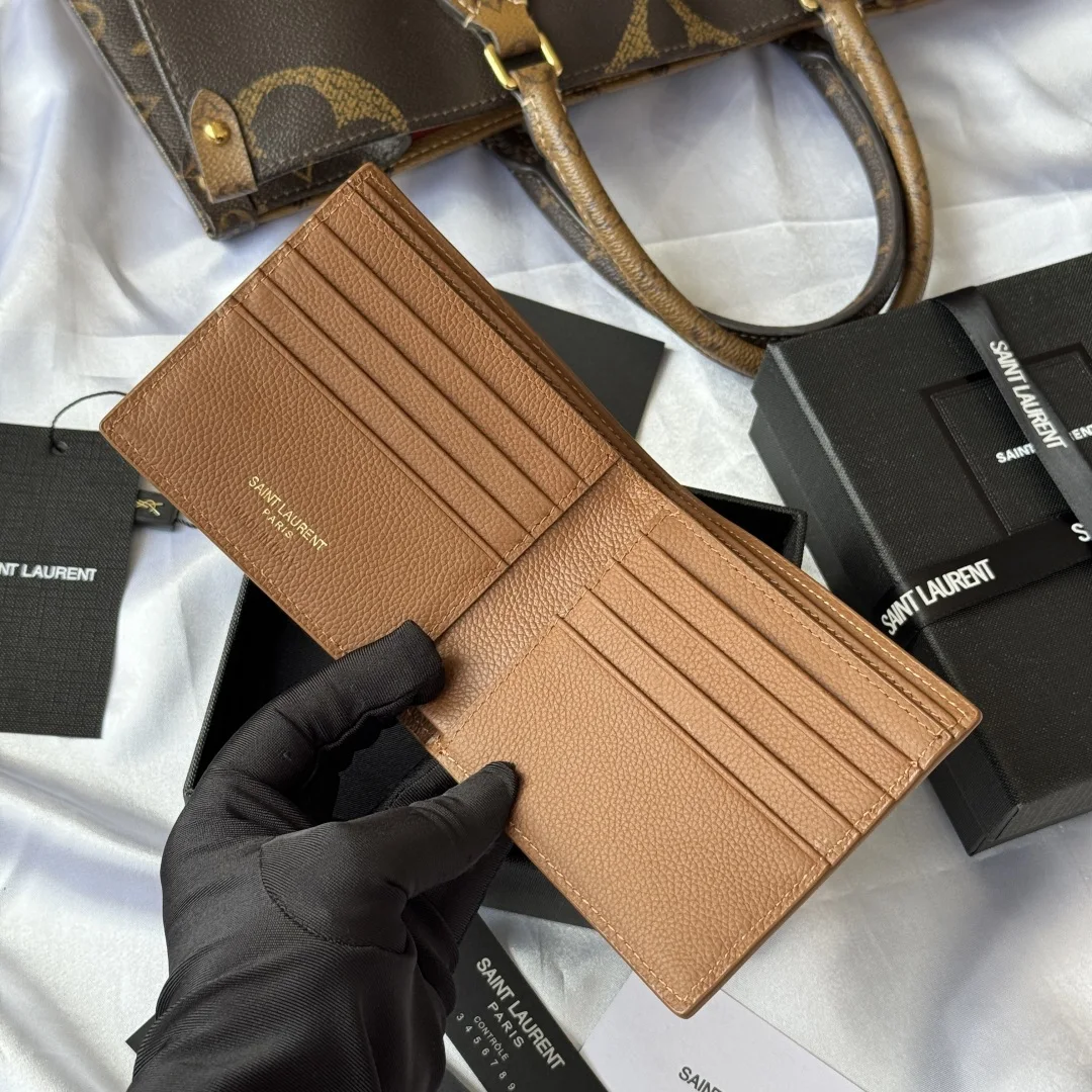 SAINT LAURENT 607727 2025 Fall Winter New Monogram Bifold Wallet Card Holder - Detail view 6