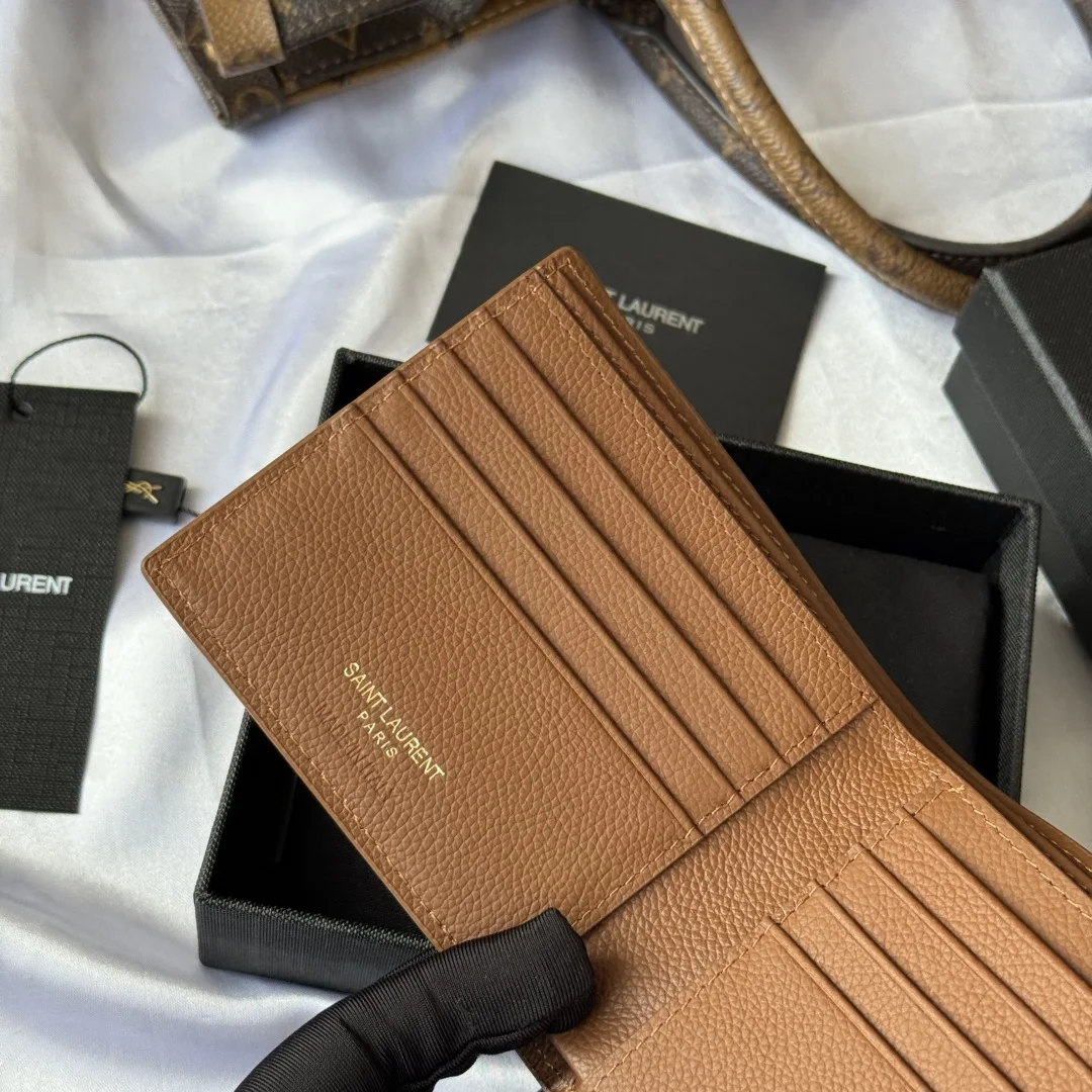 SAINT LAURENT 607727 2025 Fall Winter New Monogram Bifold Wallet Card Holder - Detail view 7