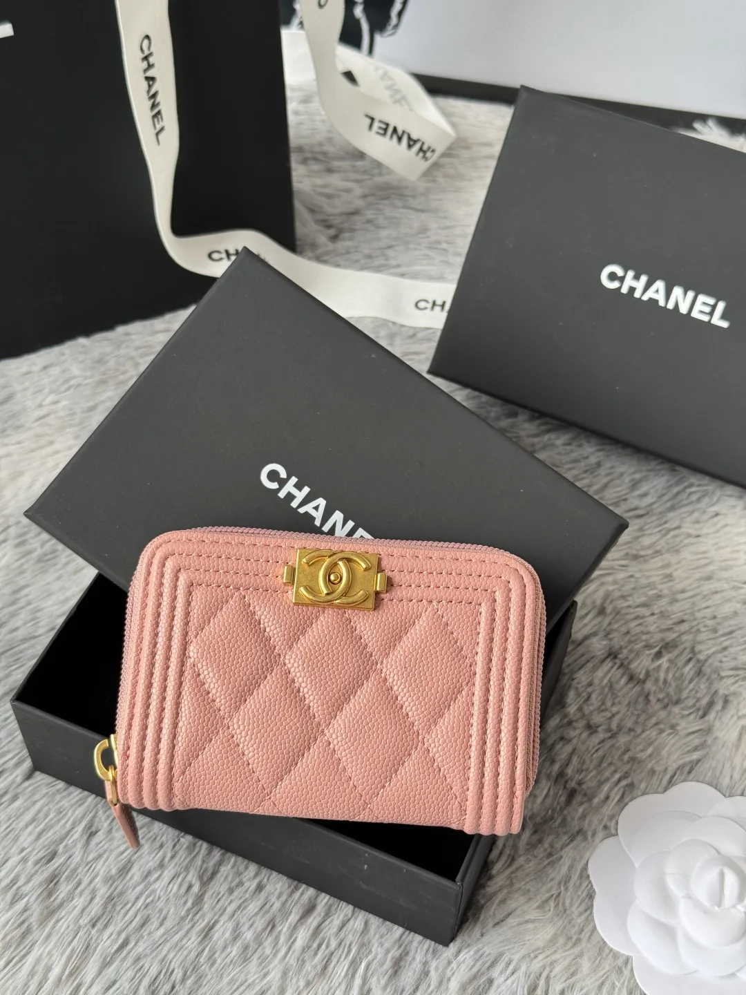 Chanel A80602 BOY Diamond Quilted Coin Purse - Detail view 2