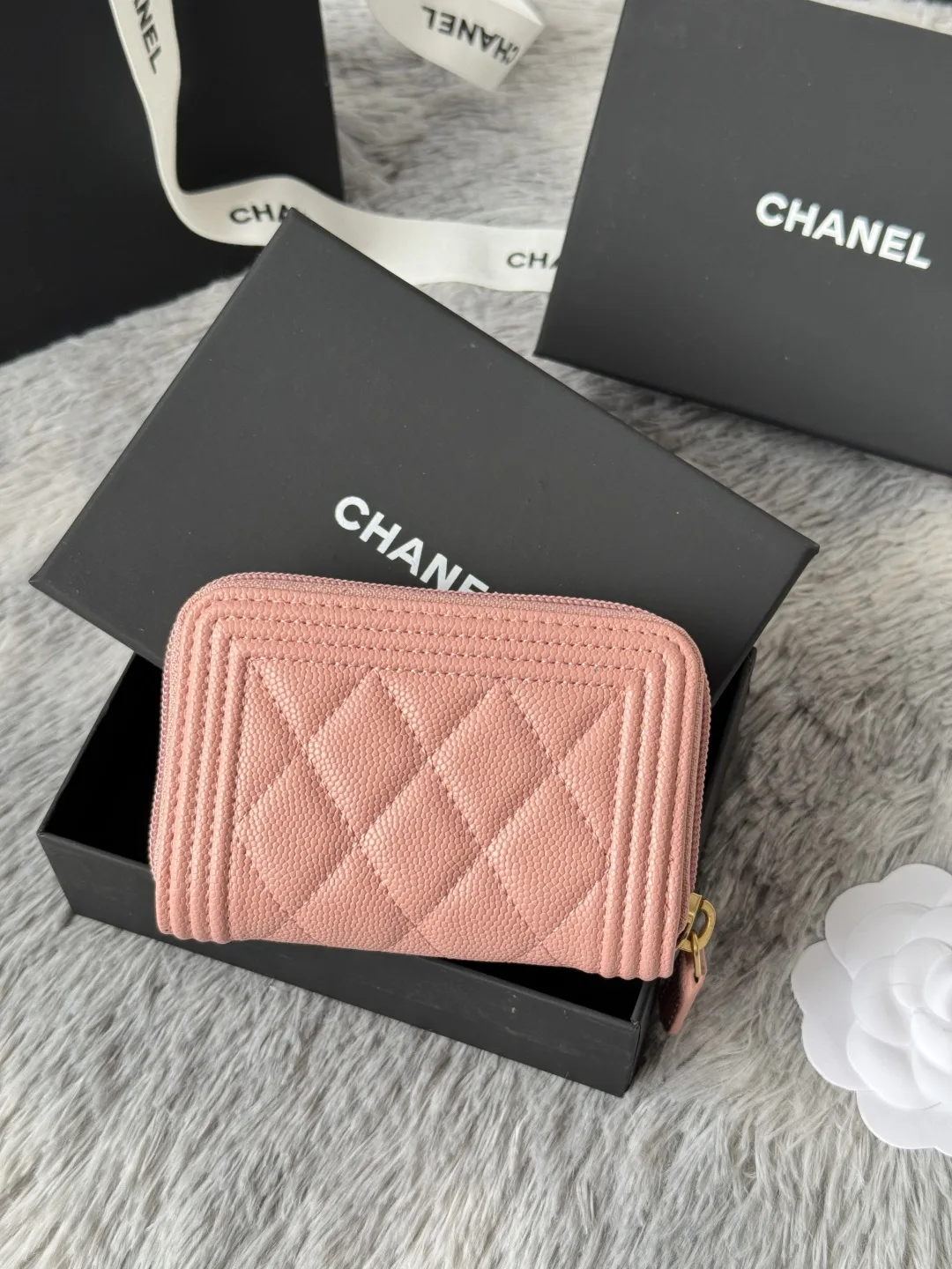 Chanel A80602 BOY Diamond Quilted Coin Purse - Detail view 3