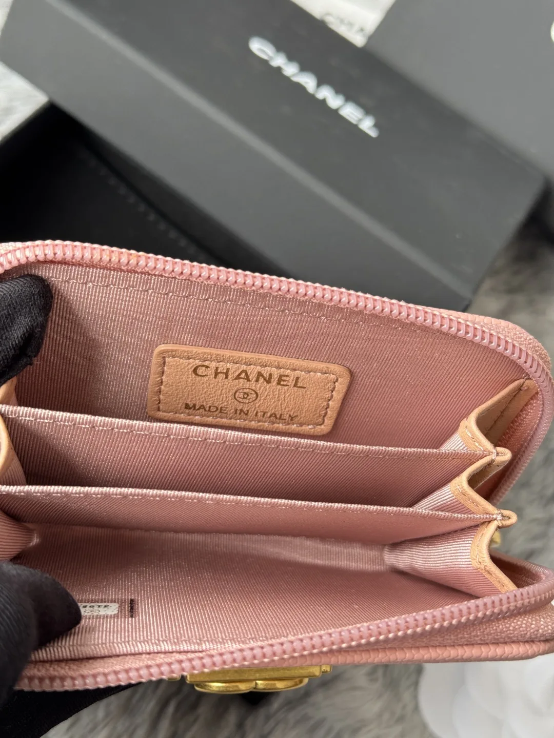 Chanel A80602 BOY Diamond Quilted Coin Purse - Detail view 8