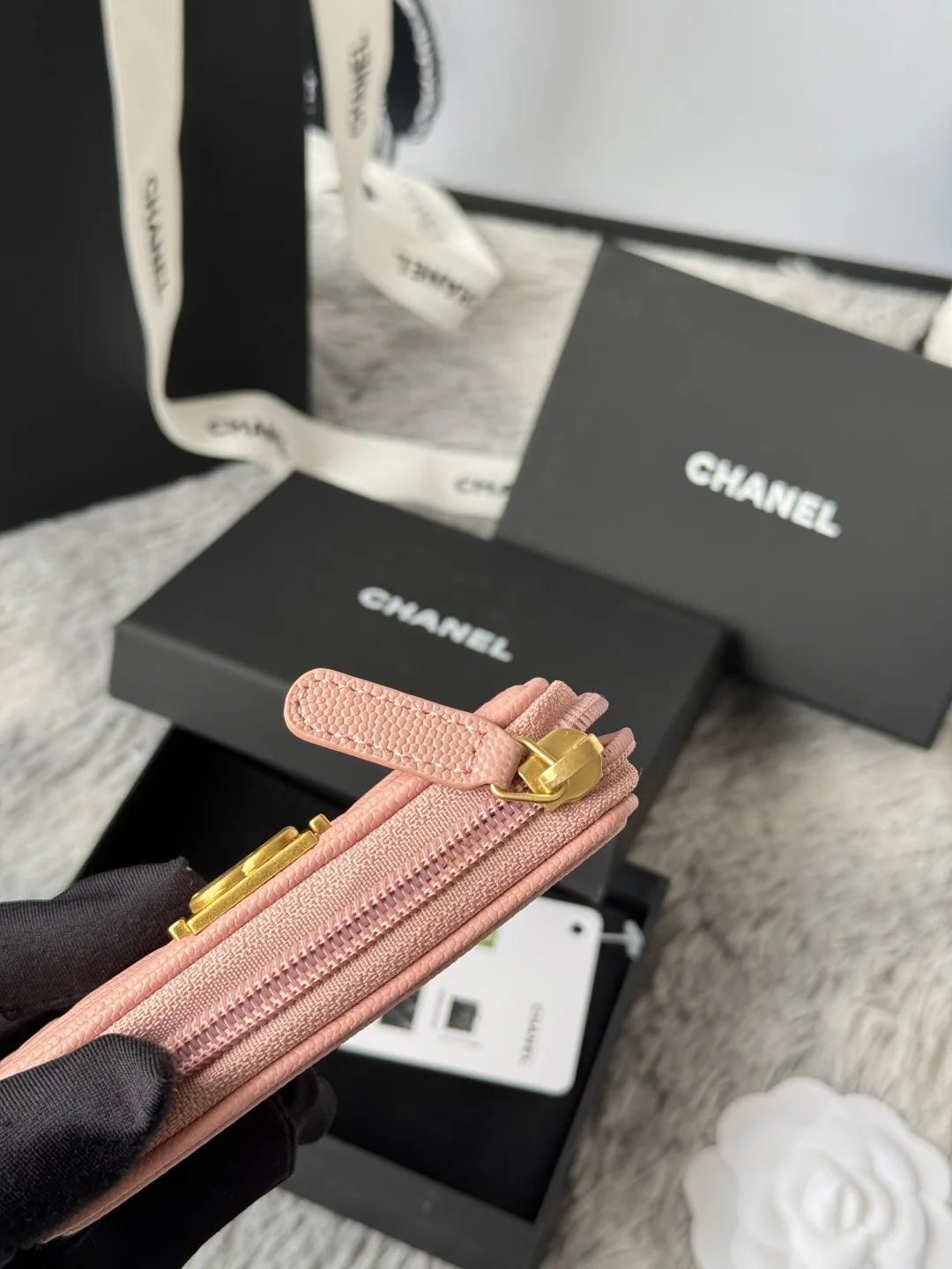 Chanel A80602 BOY Diamond Quilted Coin Purse - Detail view 9