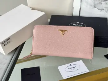 1ML506 Cross Grain Cowhide Zipper Wallet
